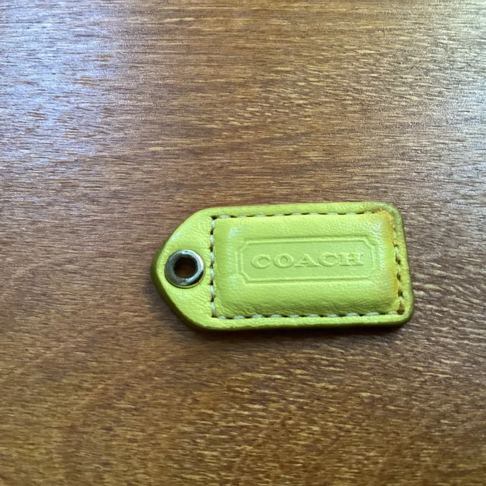 Coach Yellow Green Tan Bag Tag Hang Tag